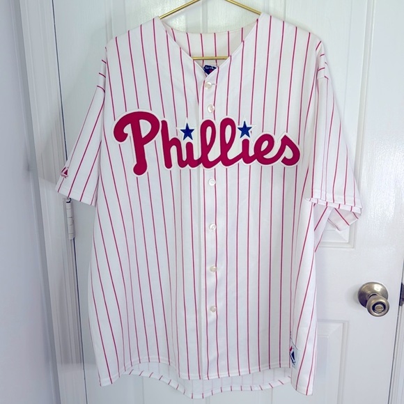 Vintage majestic Philadelphia Phillies pinstripe baseball jersey no name,unisex - Picture 1 of 9